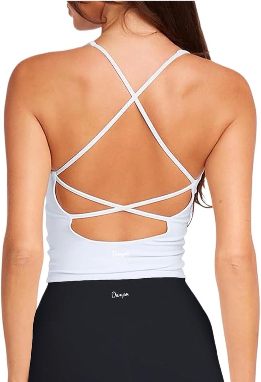 Danysu Padded Workout Tank Top Strappy Longline Sports Bra
Light Support white M